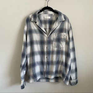 blue and white urban outfitters flannel